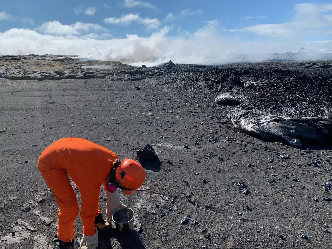 Geologists collect samples on the upper Southwest Rift Zone of Kīlauea volcano, June 3, 2024.