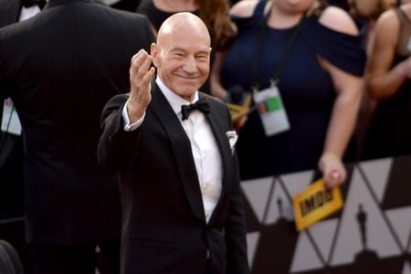 Patrick Stewart attends the 90th Annual Academy Awards.