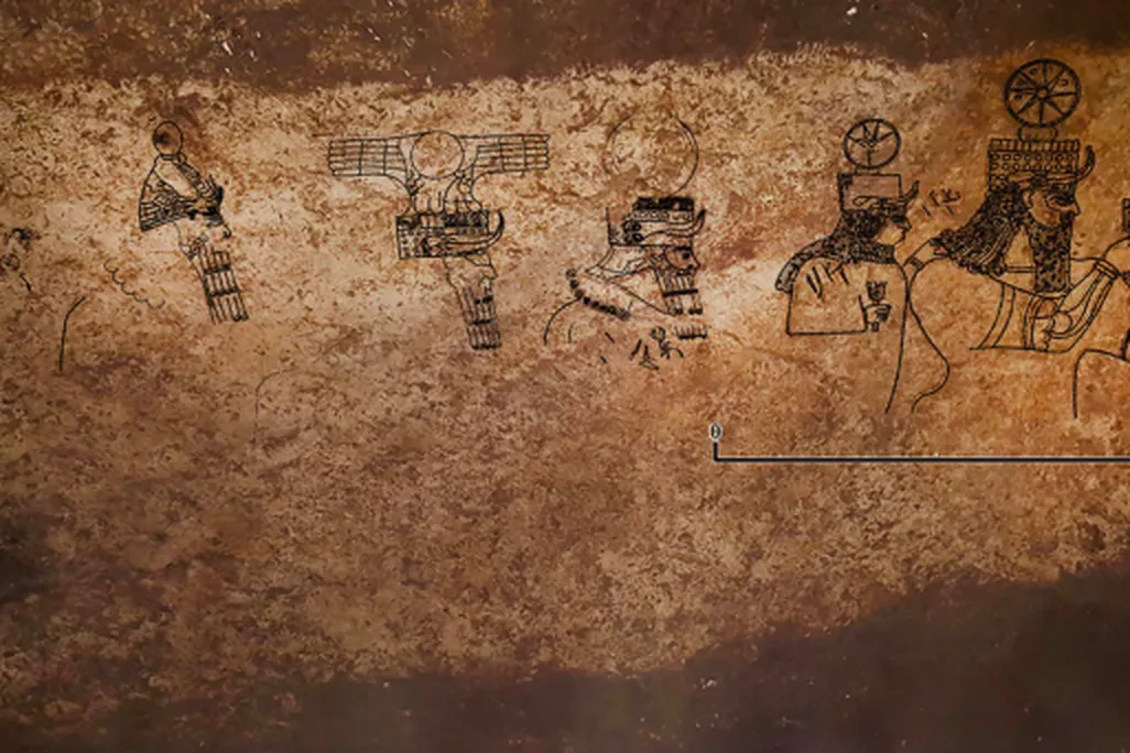 Assyrian rock art panel shows procession of deities