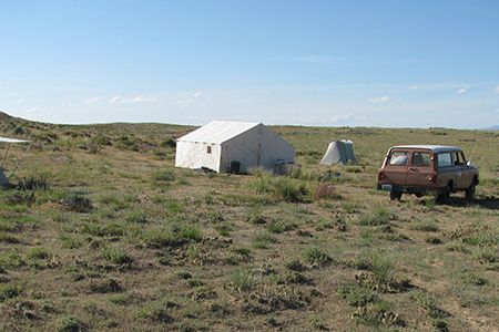 After an hour or two of searching, Scott Wing and his team found a spot to set up camp.