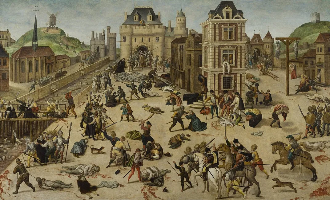 Painting of the 1572 St. Bartholomew's Day massacre by François Dubois, a Huguenot painter who fled France after the attack