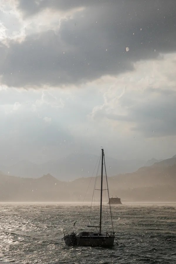 Sailboat Caught in the Rain Shower thumbnail