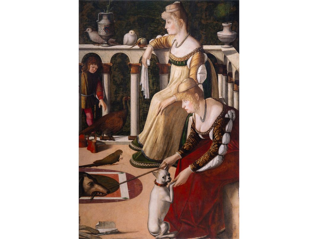 Carpaccio's Two Women on a Balcony, c. 1493, oil on panel