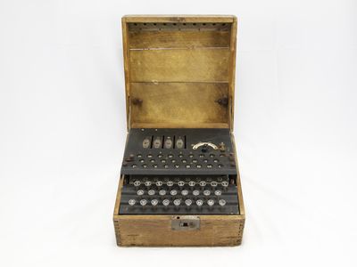 An Enigma machine used during World War II to send coded messages