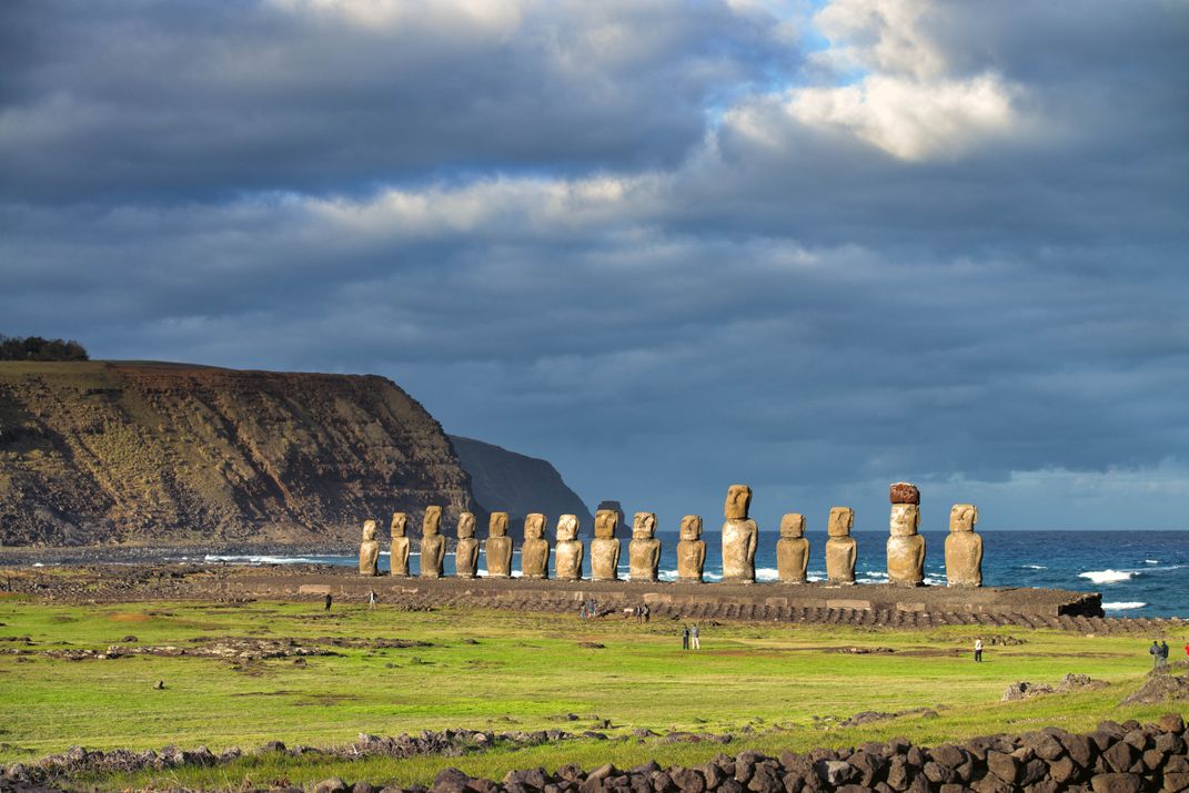 Moai at Ahu Tongariki, the largest ahu site on Easter Island