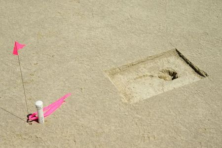 A footprint discovered on an archaeological site is marked with a pin flag on the Utah Test and Training Range, July 18, 2022.