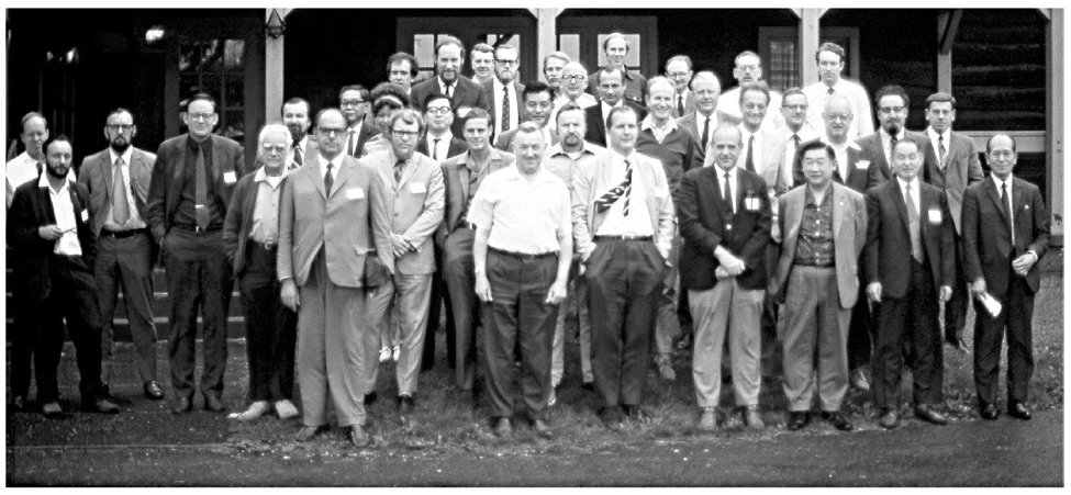 Participants at a 1971 whale biology conference. Sheila Minor is pictured in the second row, center left. Photo via @mycandacejean