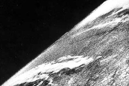 View of Earth from a camera on V-2 #13, launched October 24, 1946.