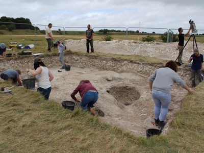 One of the dig sites at Durrington Walls where researchers have uncovered a post that once held a large, prehistoric timber post.