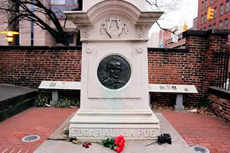 Originally buried in an unmarked grave in 1849, Edgar Allan Poe's remains were moved to this downtown Baltimore monument in 1875.