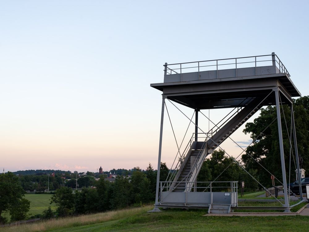 A large rectangular observation tower