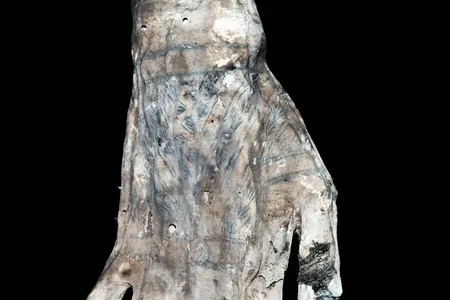 Researchers studied tattoos on this mummified hand.