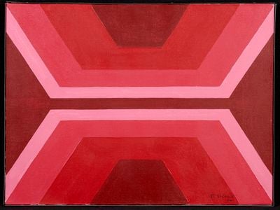 Robert Houle. Red is Beautiful, 1970. Acrylic on canvas, 45.5 x 61 cm. Canadian Museum of History.