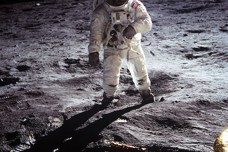 Astronaut Buzz Aldrin, lunar module pilot, walks on the surface of the Moon near the leg of the Lunar Module (LM) "Eagle" during the Apollo 11 exravehicular activity (EVA). Astronaut Neil A. Armstrong, commander, took this photograph with a 70mm lunar surface camera. While astronauts Armstrong and Aldrin descended in the Lunar Module (LM) "Eagle" to explore the Sea of Tranquility region of the Moon, astronaut Michael Collins, command module pilot, remained with the Command and Service Modules (CSM) "Columbia" in lunar orbit.