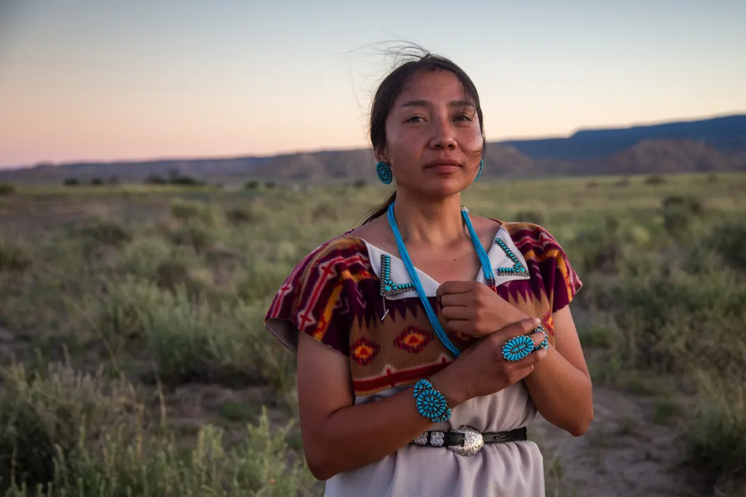 8 - This Navajo shima, or godmother, was chosen from the community in Gallup, New Mexico, to guide a young woman through her kinaalda, or maturation ceremony.