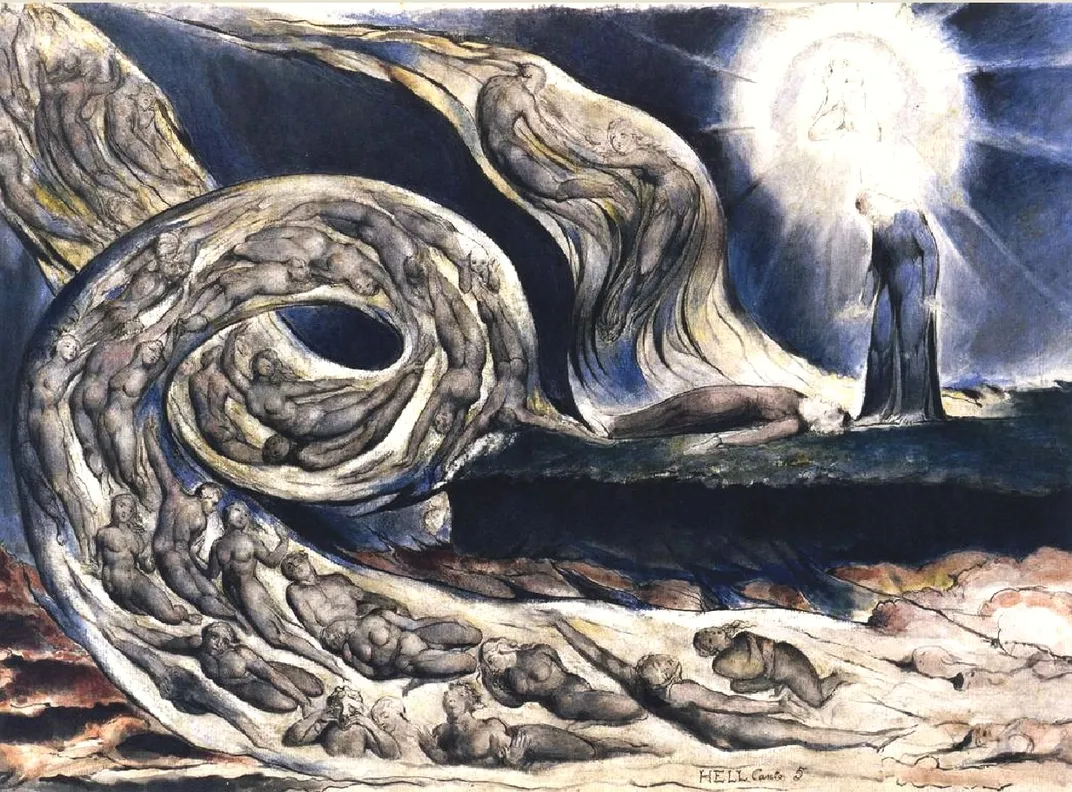 William Blake's 1824 illustration of Paolo and Francesca