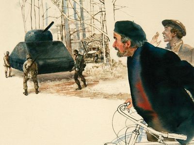 During Operation Elephant, the men of the Twenty-Third Headquarters Special Troops (or "Ghost Army") replaced real vehicles with inflatable dummies in a Normandy village. Two Frenchmen on bicycles were surprised to see four GI's picking up a 40-ton Sherman tank. "The Americans are very strong," they were told. 