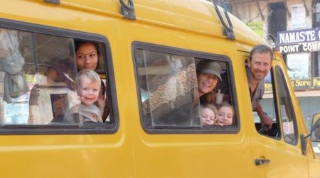 In Nepal, the Lambrecht family of Sebastopol, California is loving life and local transport.