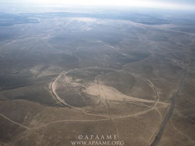 A Big Circle named J1 in Jordan stretches 1,280 feet in diameter and the center has been bulldozed 