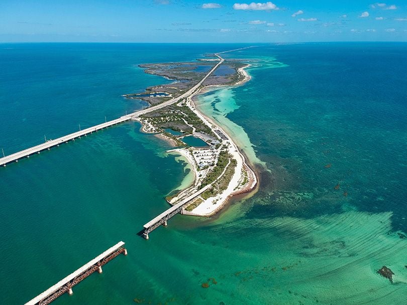 an aerial view of Overseas Highway in Florida