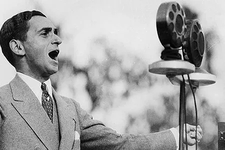 Irving Berlin singing at the dedication of the Los Angeles City Hall.