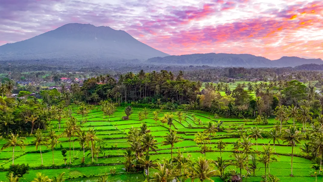 View of Agung Volcano from Sidemen Valley