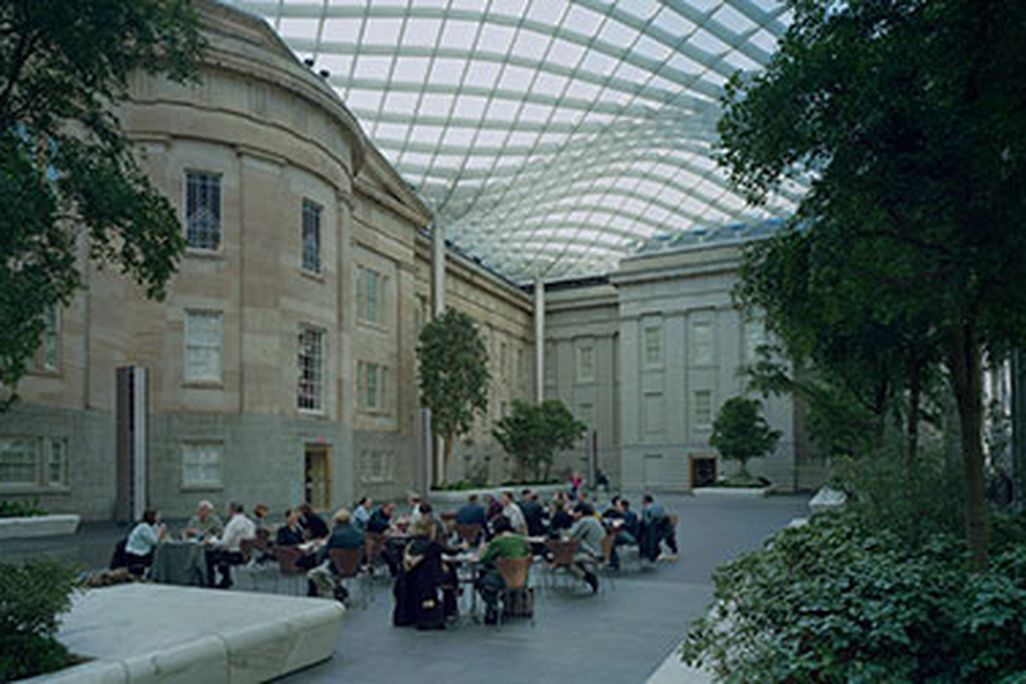 Kogod Courtyard is a 28,000-square-foot space with seating, free Wi-Fi and a Courtyard Café.