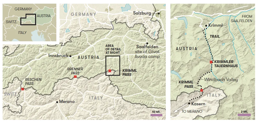 Krimml Pass map