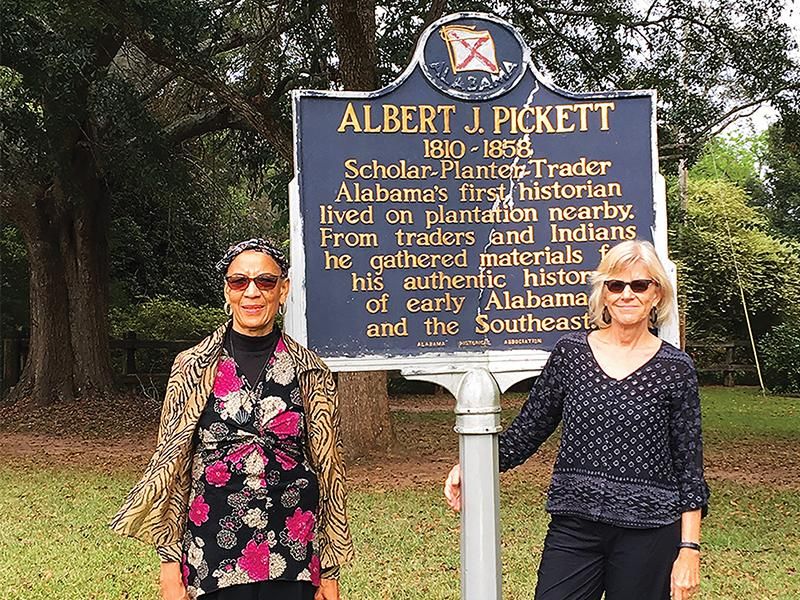 Karen Orozco Gutierrez, left, with the author in Autaugaville, Alabama, where the Cedar Grove plantation once stood. 