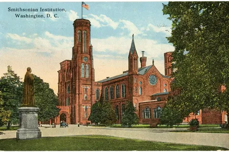 No re-opening date for the Smithsonian Institution (above: vintage postcard of the Smithsonian Castle in Washington, D.C) is announced. Officials say they are monitoring the situation.