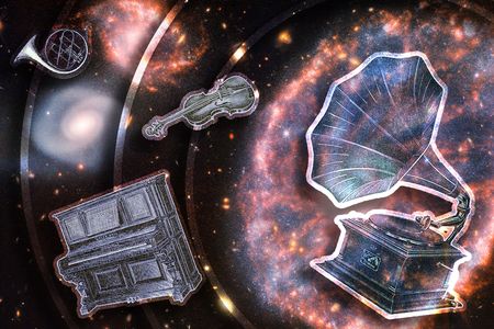 Just as songs repeat in choruses, formations in space take understandable shapes. Pictured here are the large Cartwheel galaxy and two smaller companion galaxies.