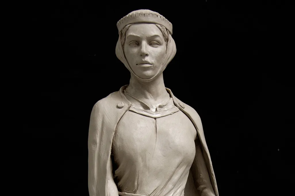 Close-up view of the new statue of Licoricia of Winchester