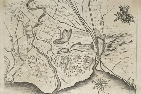 This 1685 map of Pisa shows the city's connection to the Arno River, which spills into an arm of the Mediterranean