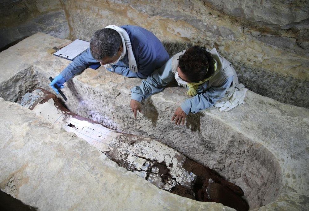 Limestone sarcophagus