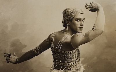 Auguste Bert Vaslav Nijinsky as the Golden Slave from Scheherazade, 1910 gelatin silver print V&A