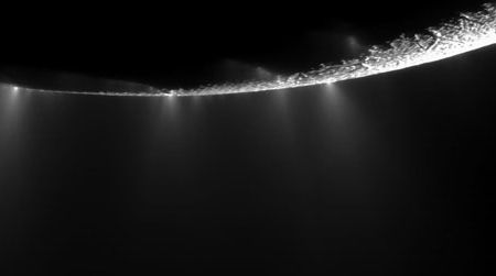 The distinct plumes of water and other organic compounds on Saturn's moon Enceladus.