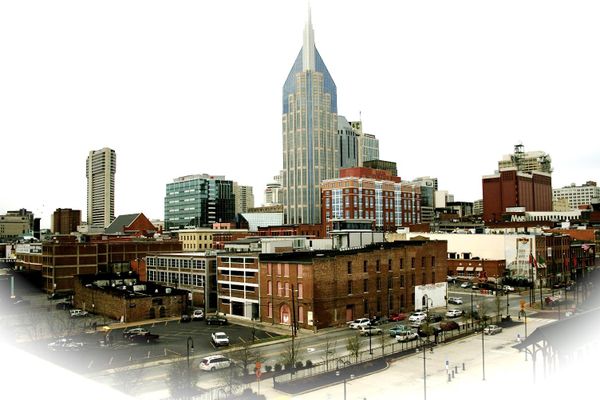 Nashville TN skyline from the Shelby Street Pedestrian Bridge thumbnail