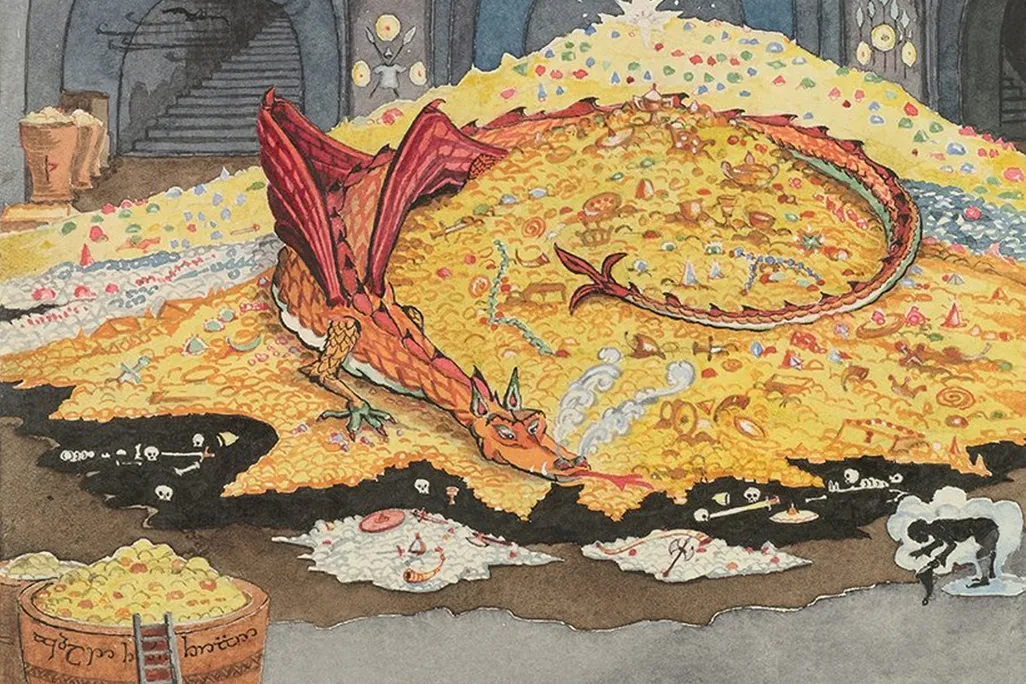 Detail of drawing of Smaug