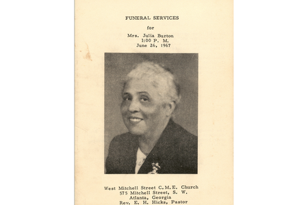 A 1967 funeral program for Mrs. Julia Burton