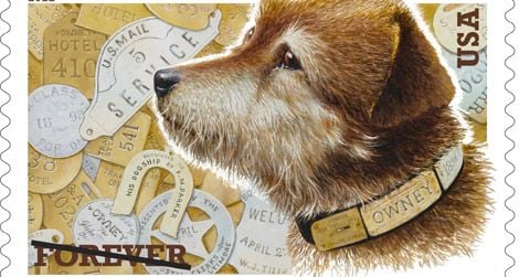 Owney the Dog, immortalized in a stamp.
