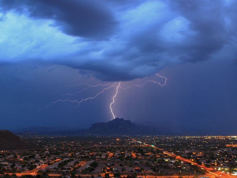 Lightning Strikes Thunder Mountain in Az. Smithsonian Photo Contest