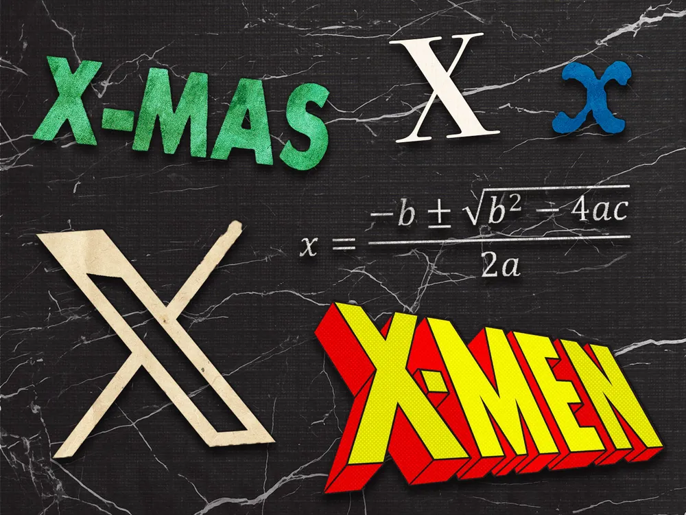 Illustration of the letter "X" in various fonts and words