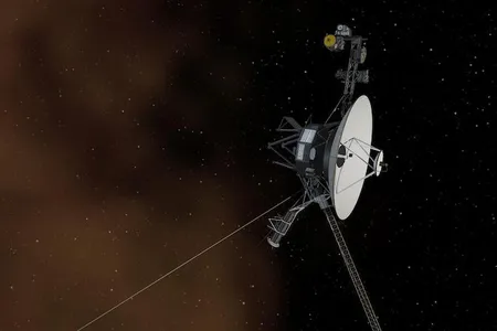 An artist's depiction of one of NASA's Voyager spacecraft entering interstellar space.