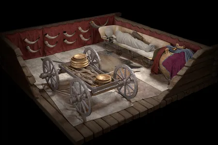 A reconstruction of the central grave in the burial mound of Eberdingen-Hochdorf, located in southwestern Germany