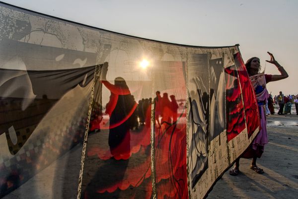 Sarre Drying at Ganga Sagar.  Nikon D750, 24-120 Lens, f/16, ISO-400, s-1/320s, f- 24mm thumbnail