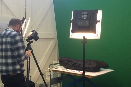 David Andrews of Historic England undertakes photogrammetry of the 6,000-year-old artifact.