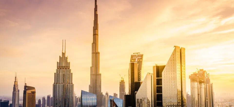 Cityscape of Dubai (with Burj Khalifa in center), U.A.E. 