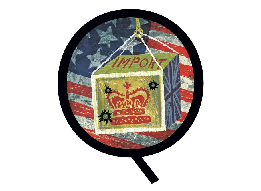 illustration of British tea inside the letter Q