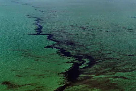 Oil Spill #10, Oil Slick at Rip Tide, Gulf of Mexico, June 24, 2010 (detail) by Edward Burtynsky, 2010