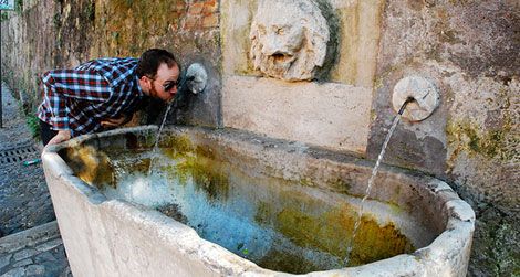 A public drinking fountain in Rome